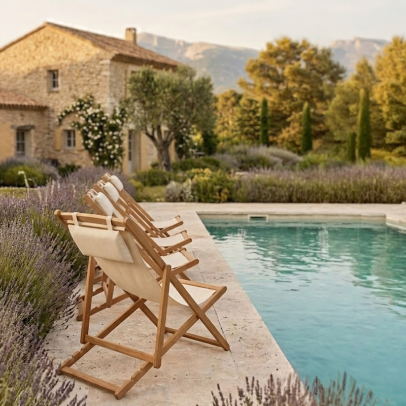 Chaise longue pliante - Beige