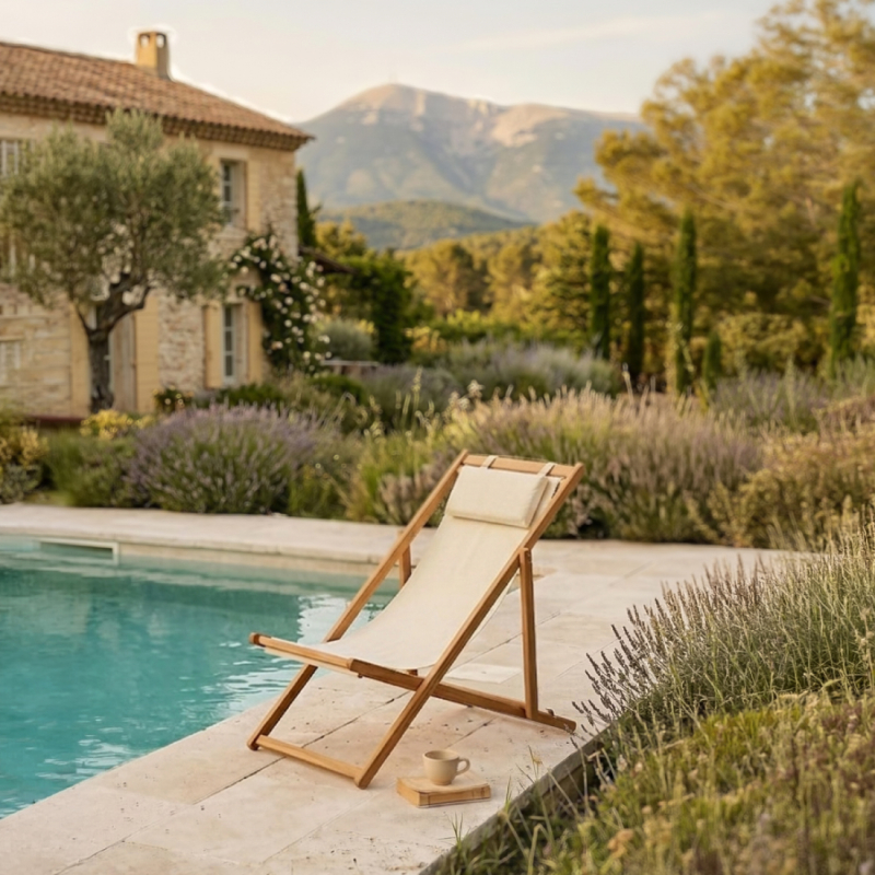 Chaise longue pliante - Beige