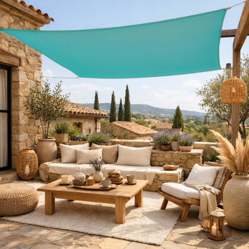 Voile d'ombrage carré - 4 x 4 m - Turquoise