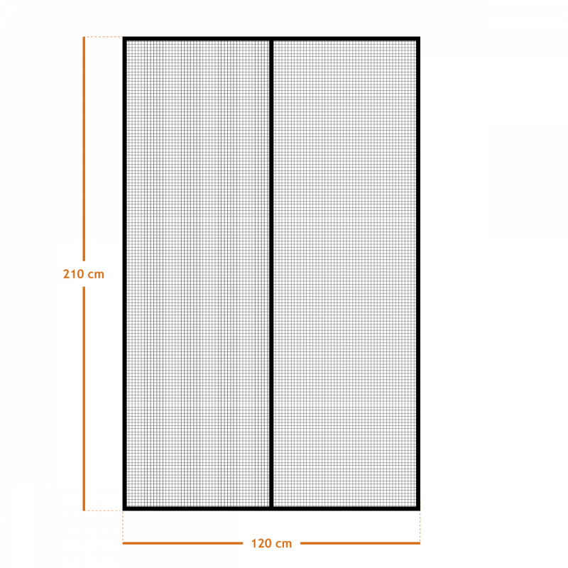 Moustiquaire aimantée pour porte - 120 x 210 cm - Noir -