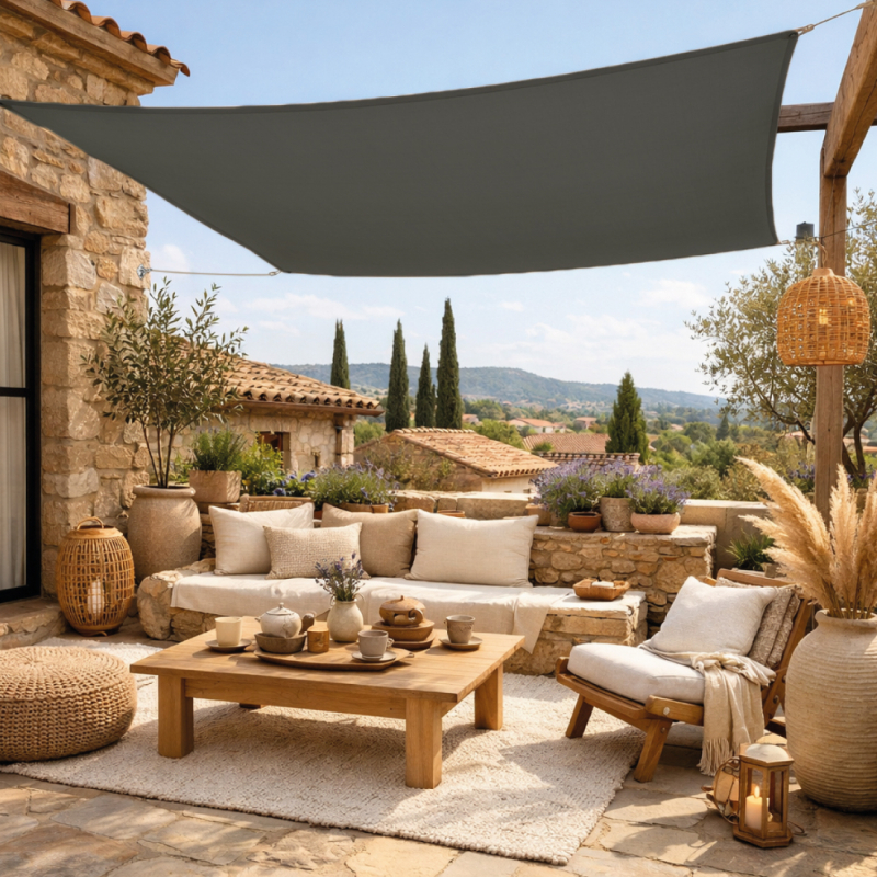 Voile d'ombrage carré - 4 x 4 m - Gris foncé