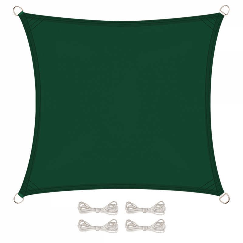 Voile d'ombrage carré - 4 x 4 m - Vert foncé