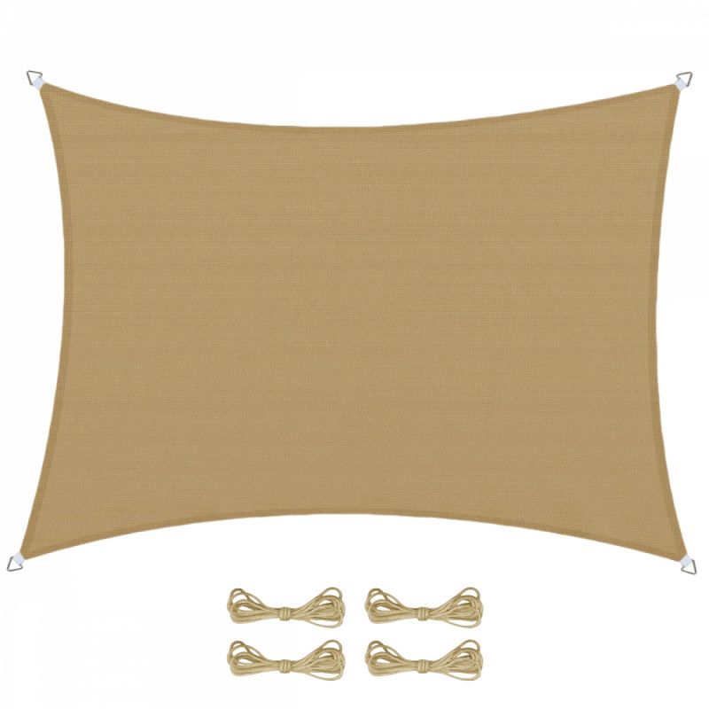 Voile d'ombrage en chanvre rectangulaire - 3 x 4 m - Marron