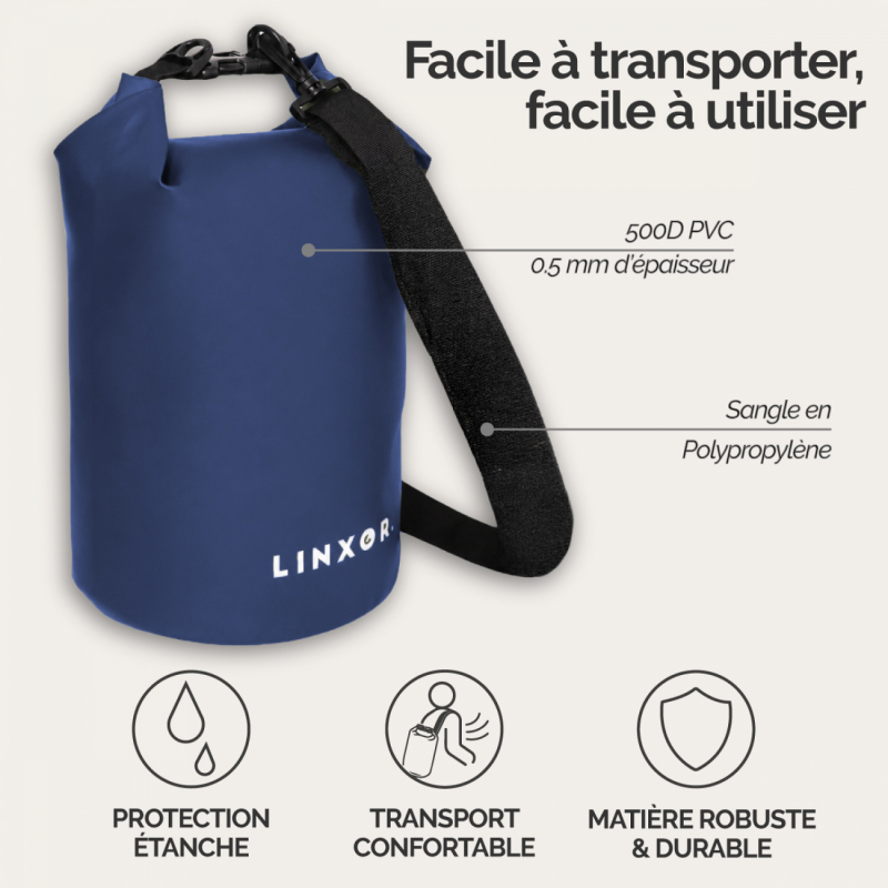 Sac étanche - 5 Litres - Bleu marine