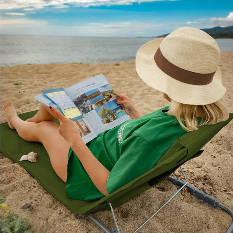 Tapis de plage avec dossier - Kaki