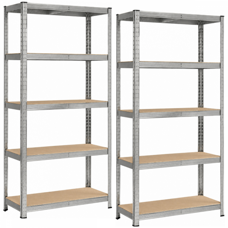 Lot de 2 étagères de stockage métallique - 110 x 40 x 180 cm - Gris