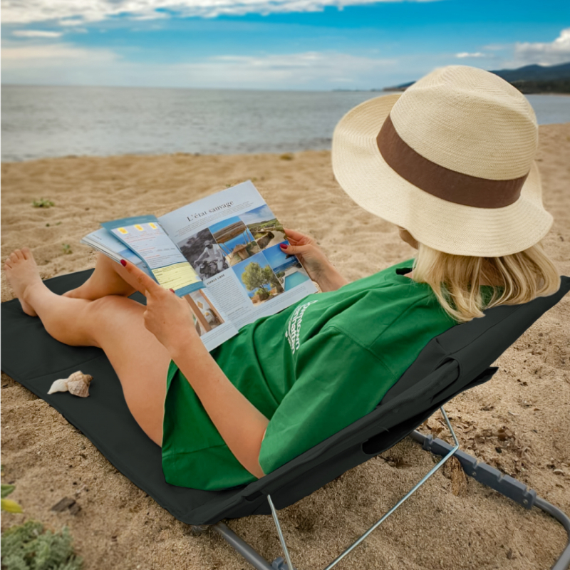 Tapis de plage avec dossier - Gris foncé