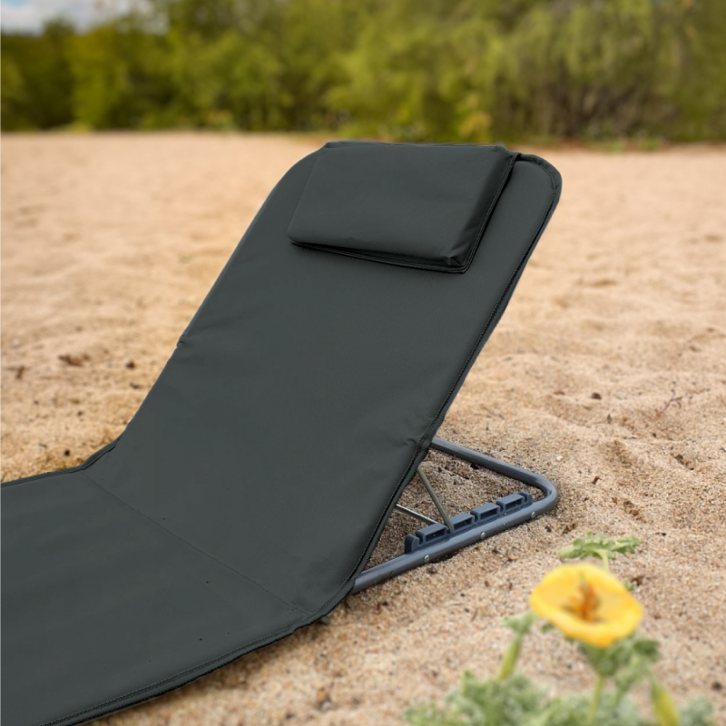 Tapis de plage avec dossier - Gris foncé