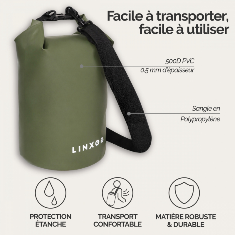 Sac étanche - 20 Litres - Kaki