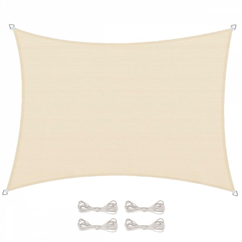 Voile d'ombrage en chanvre rectangulaire - 3 x 4 m - Beige