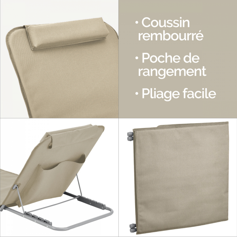 Tapis de plage avec dossier - Blanc cassé
