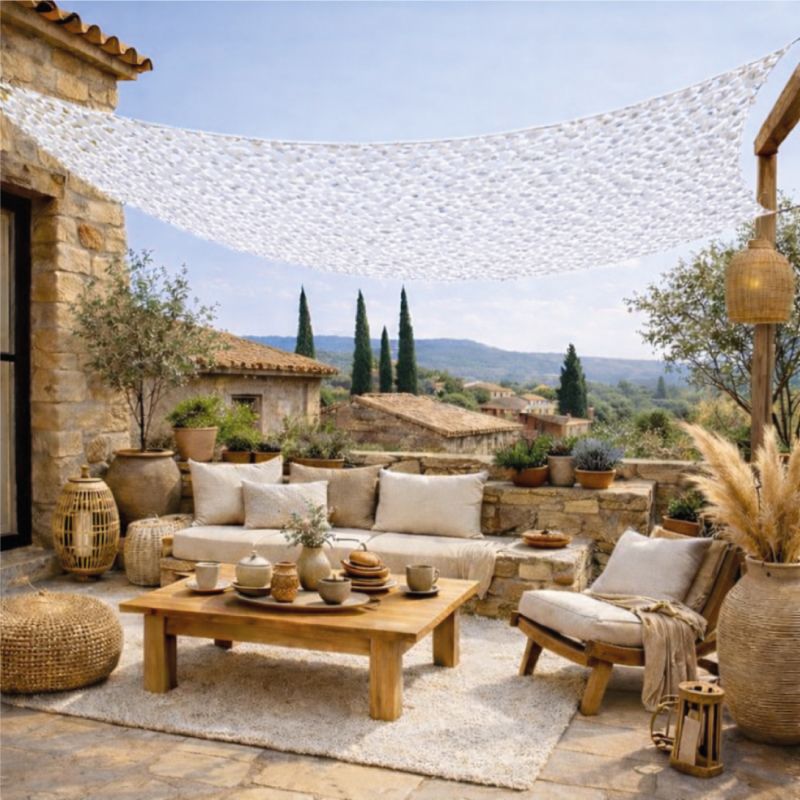 Voile d'ombrage camouflage rectangulaire - 2 x 3 m - Blanc