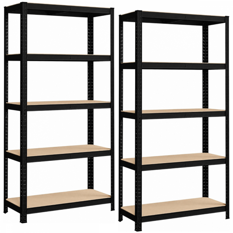 Lot de 2 étagères de stockage métallique - 90 x 40 x 180 cm - Noir