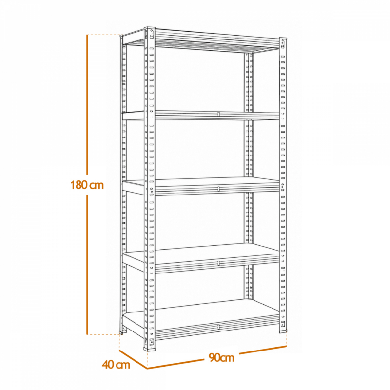Lot de 2 étagères de stockage métallique - 90 x 40 x 180 cm - Noir