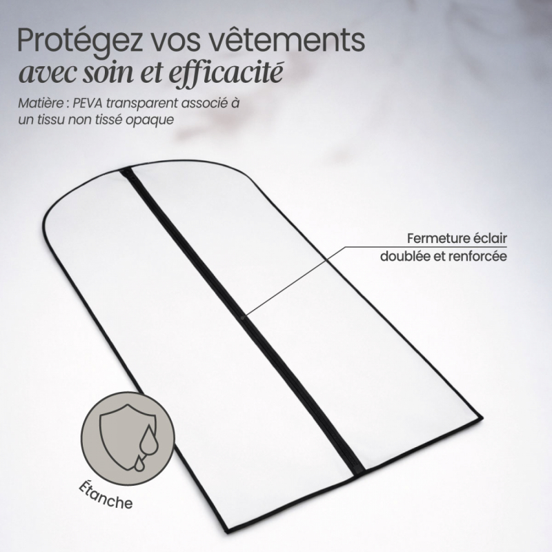 Lot de 4 housses pour vêtements - 60 x 120 cm - Transparent
