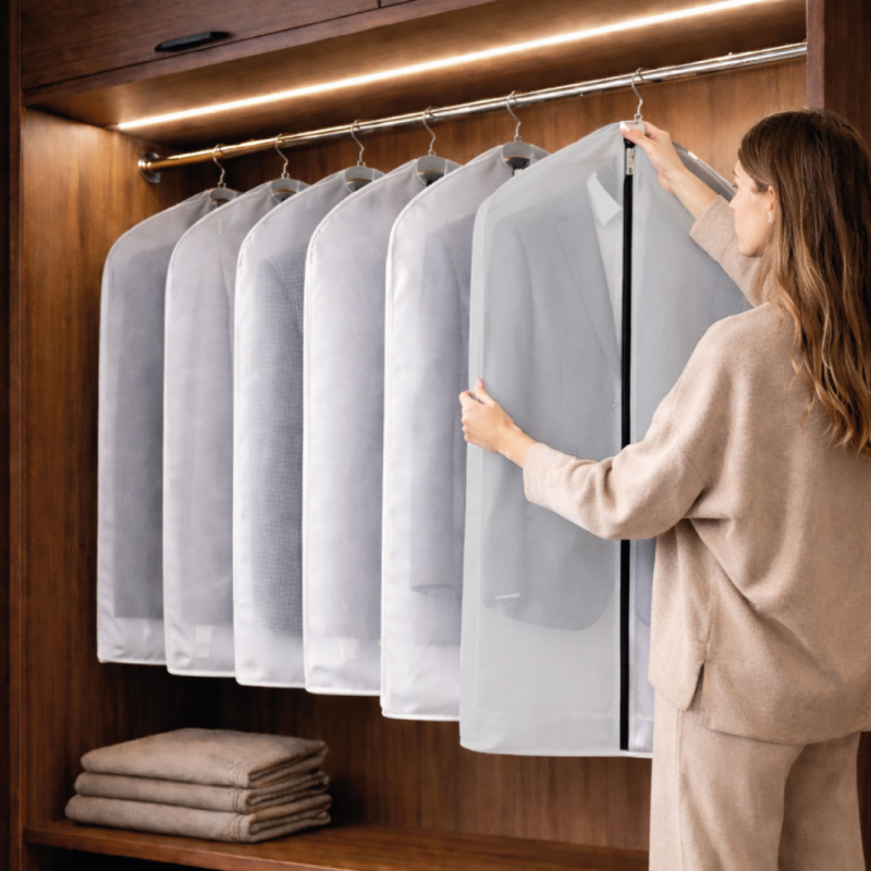 Lot de 8 housses pour vêtements - 60 x 120 cm - Transparent