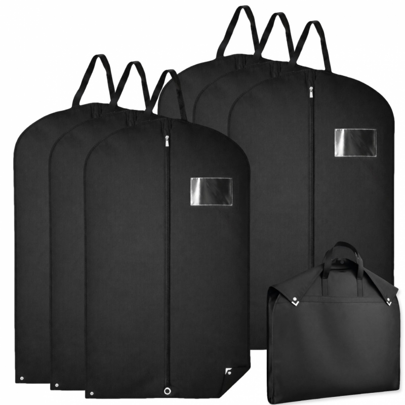 Lot de 6 housses pour vêtements premium - 60 x 160 cm - Noir