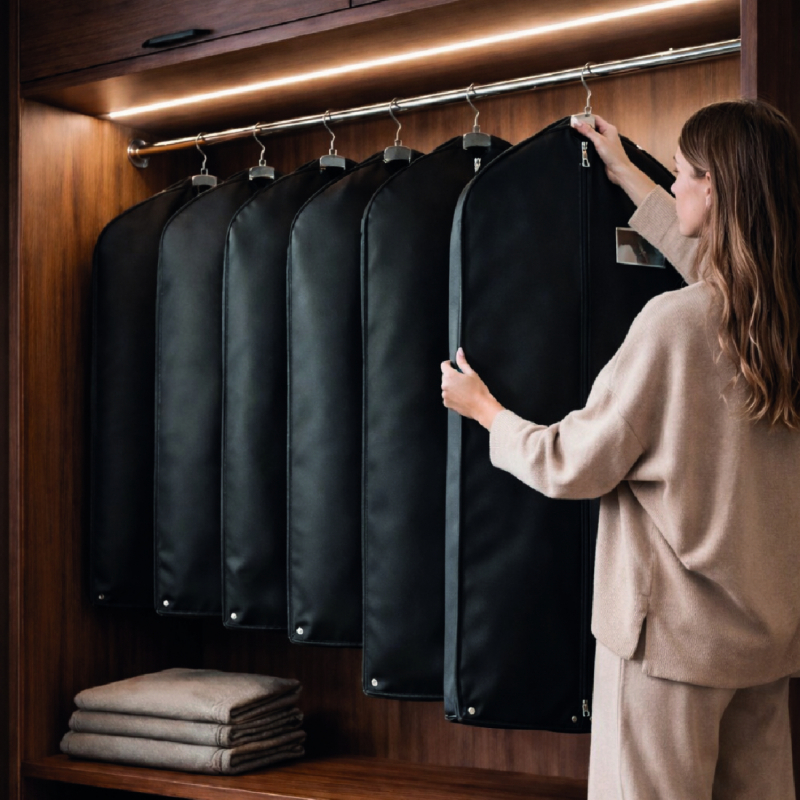 Lot de 6 housses pour vêtements premium - 60 x 100 cm - Noir