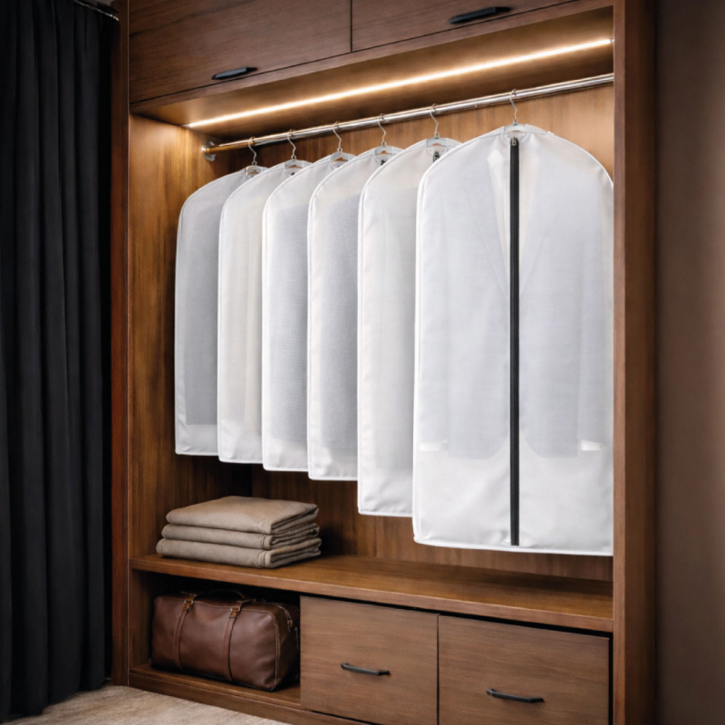 Lot de 8 housses pour vêtements - 60 x 100 cm - Transparent