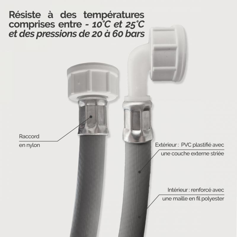 Tuyau d'arrivée d'eau pour machine à laver - 4 m