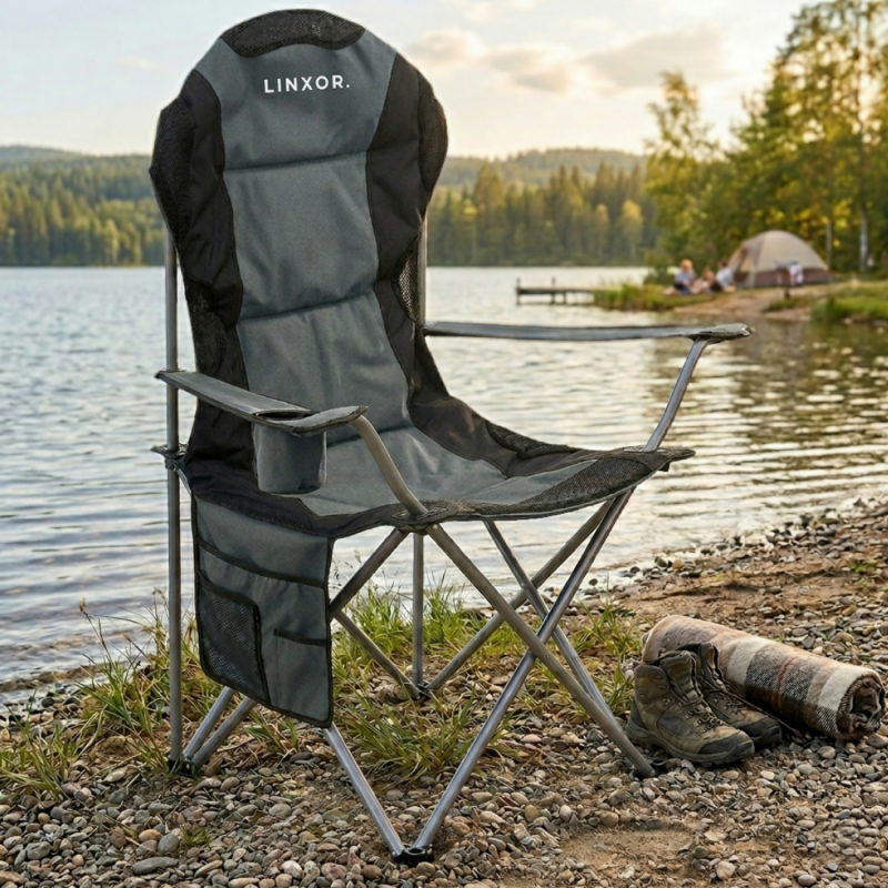 Chaise de camping pliable - Gris