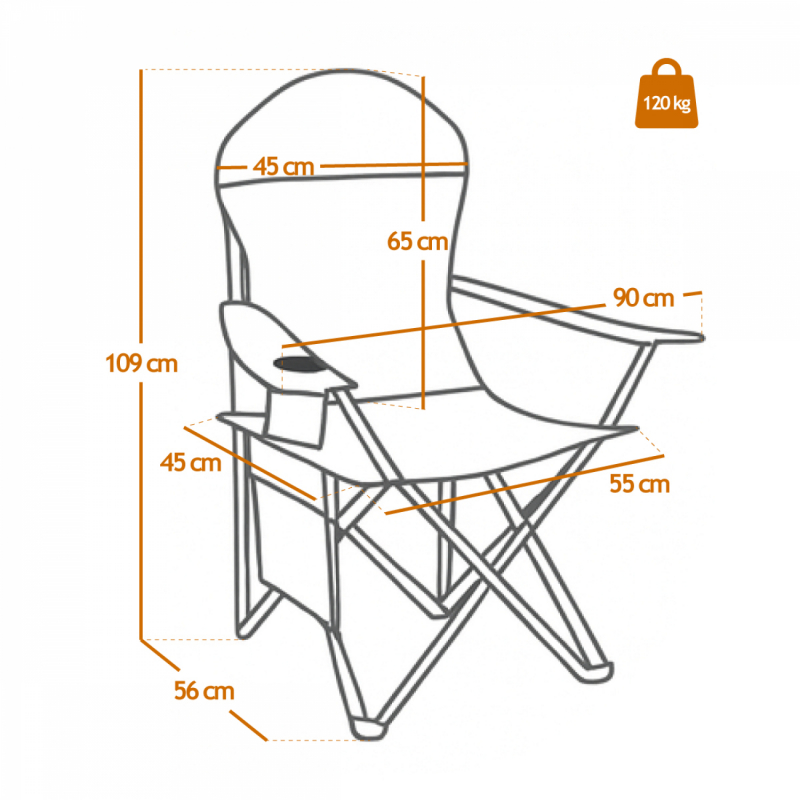 Chaise de camping pliable - Gris