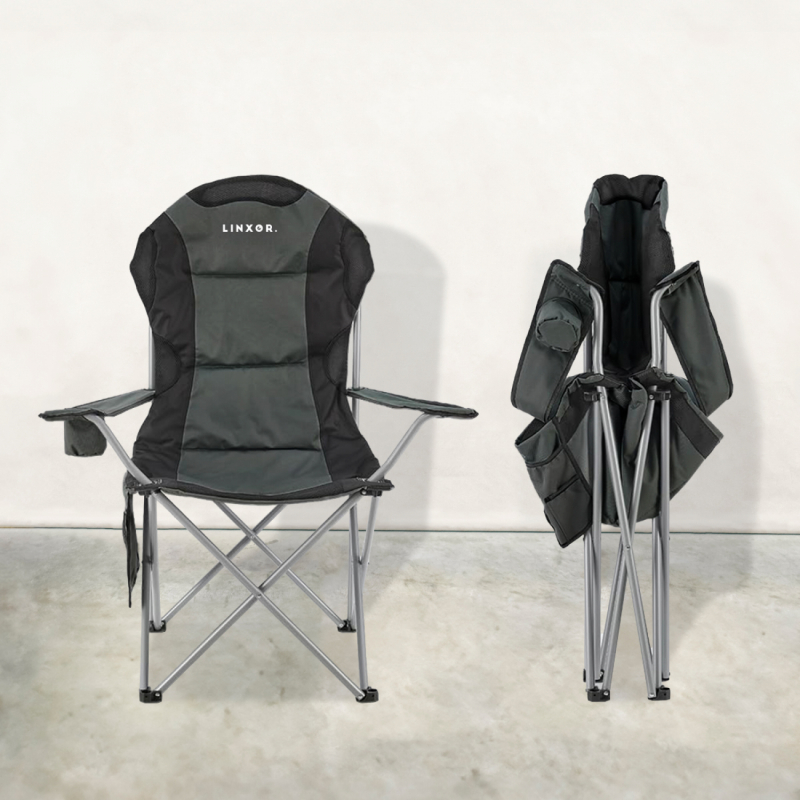 Chaise de camping pliable - Gris