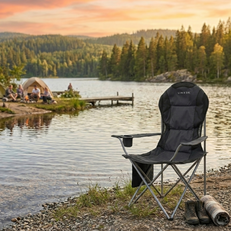 Chaise de camping pliable - Noir