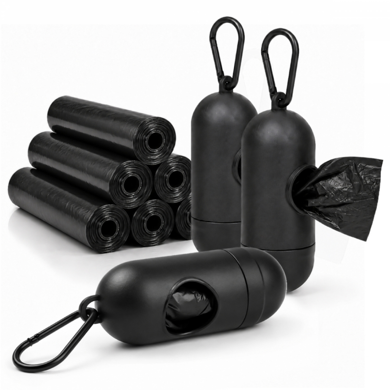 Lot de 900 sacs de déjection canine et distributeurs - Noir