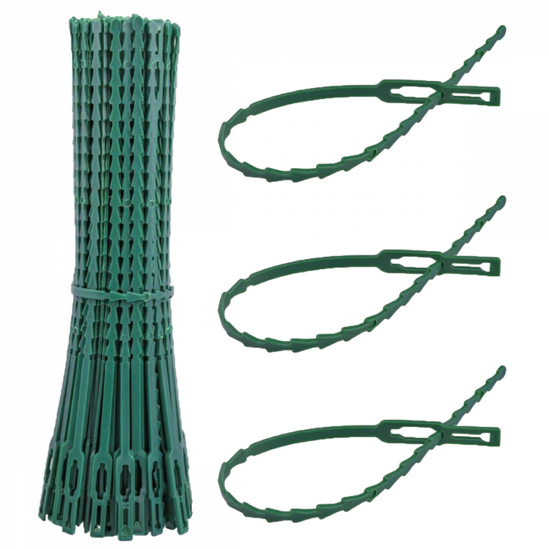 Lot de 600 attaches crantées pour plantes - 17 cm - Vert