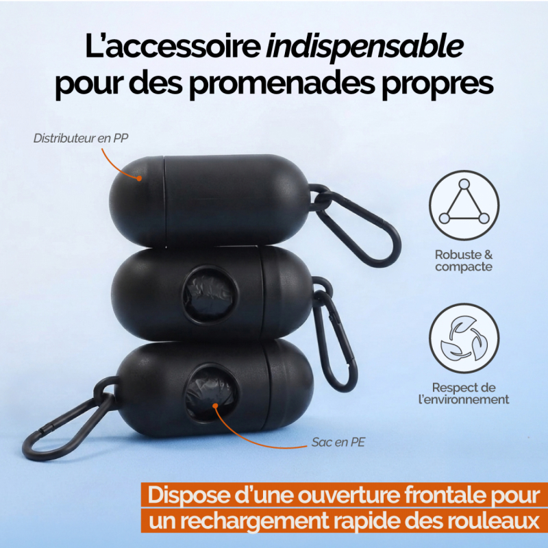 Lot de 600 sacs de déjection canine et distributeurs - Noir