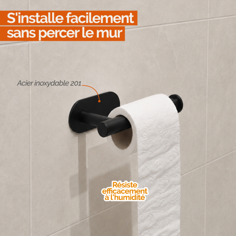 Porte papier toilette adhésif - Noir