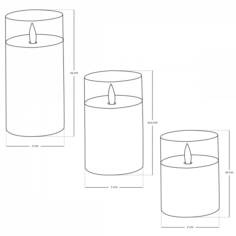 Lot de 3 bougies à LED effet verre - Gris