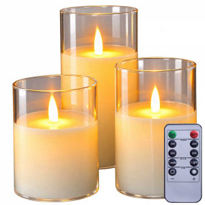 Lot de 3 bougies à LED effet verre - Transparent