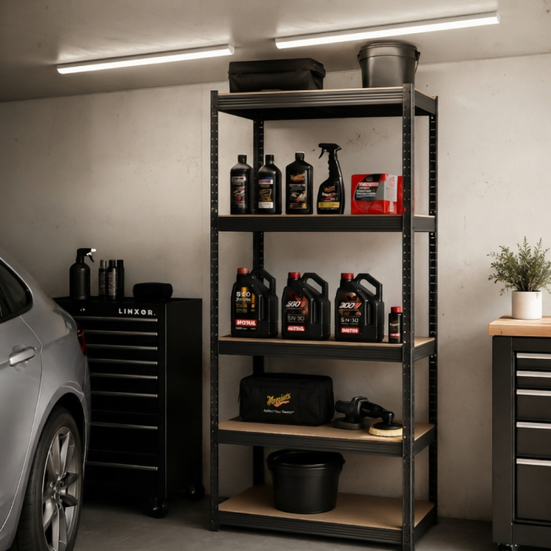 Étagère de stockage métallique - 180 x 90 x 40 cm - Noir