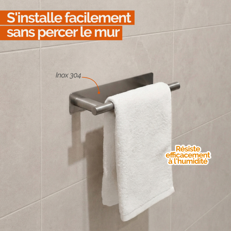 Porte serviette adhésif - 1 barre - Chrome