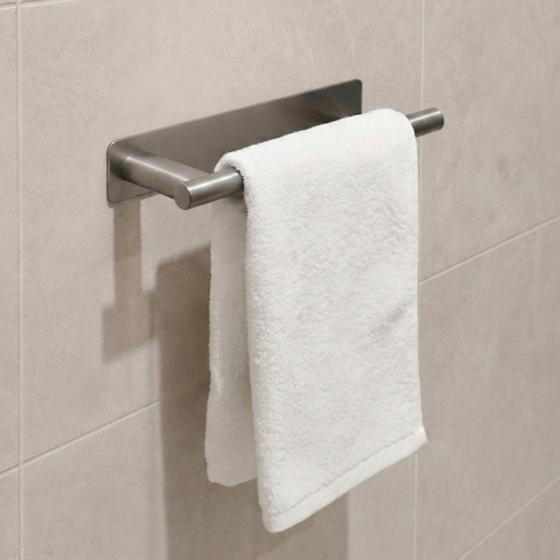 Porte serviette adhésif - 1 barre - Chrome