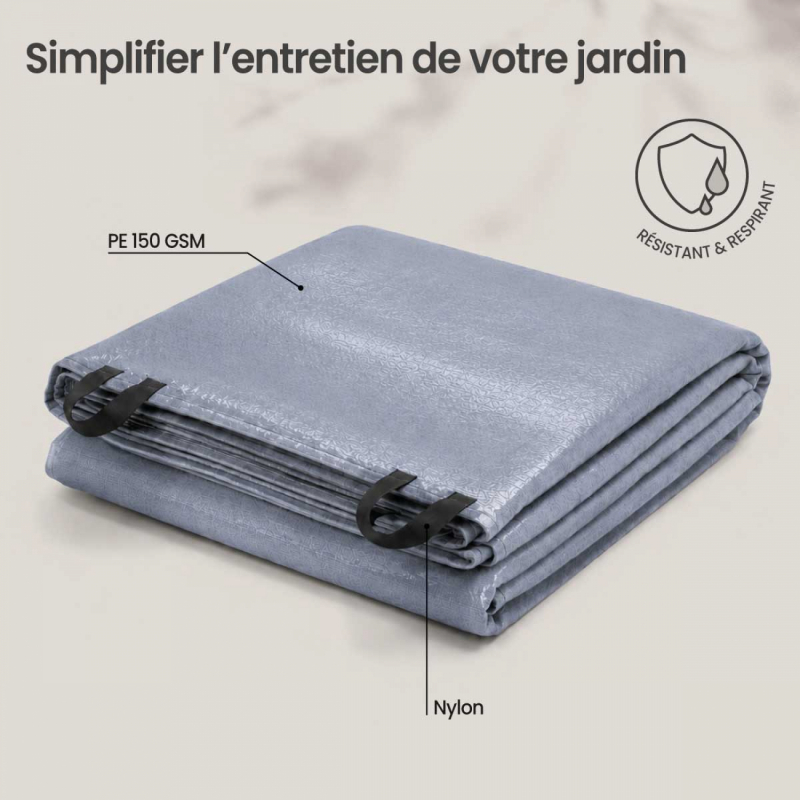 Bâche de ramassage des déchets verts - 3 x 6 m - Gris
