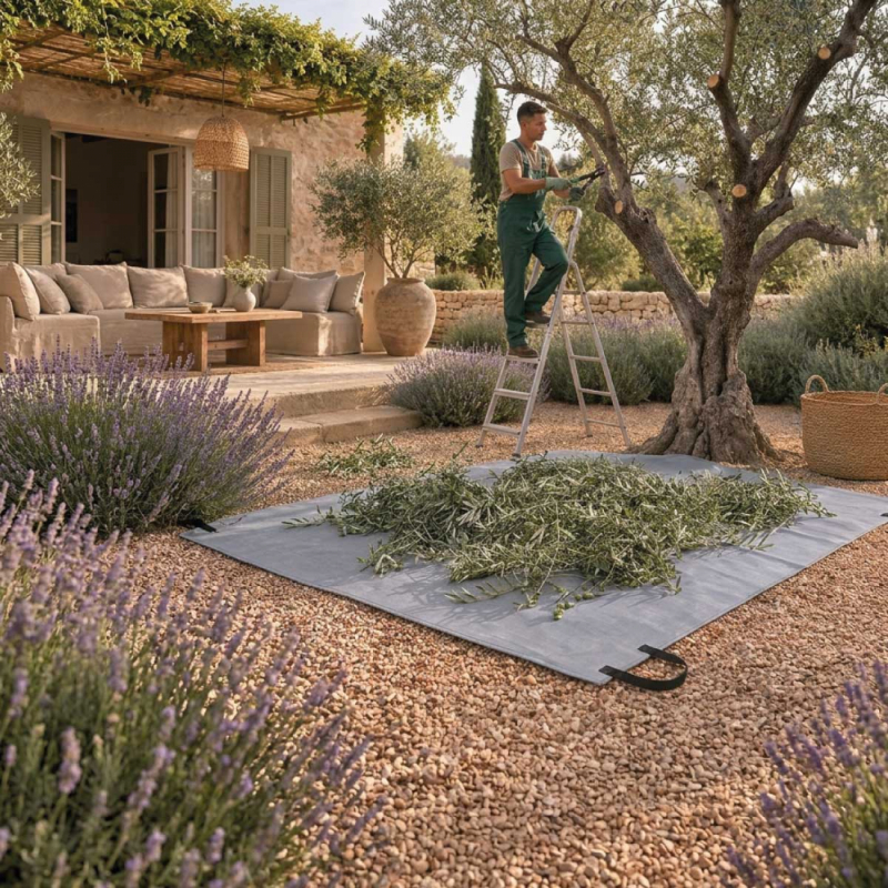Bâche de ramassage des déchets verts - 3 x 6 m - Gris