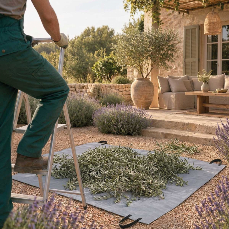 Bâche de ramassage des déchets verts - 3 x 6 m - Gris