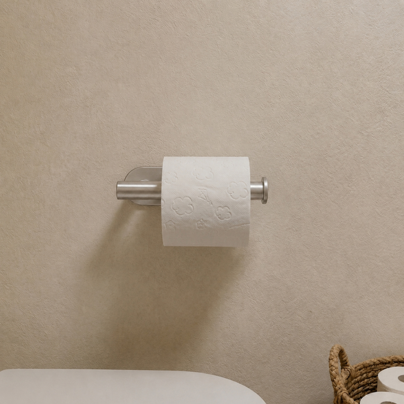 Porte papier toilette adhésif - Chrome