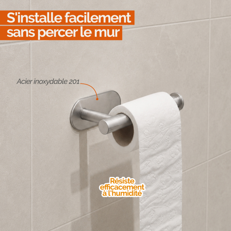 Porte papier toilette adhésif - Chrome