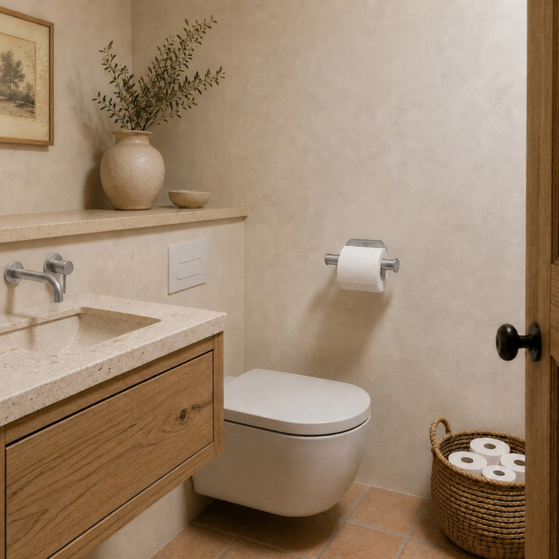 Porte papier toilette adhésif - Chrome
