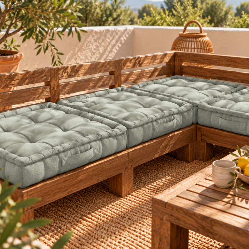 Coussin de sol - 45 x 45 cm - Gris clair