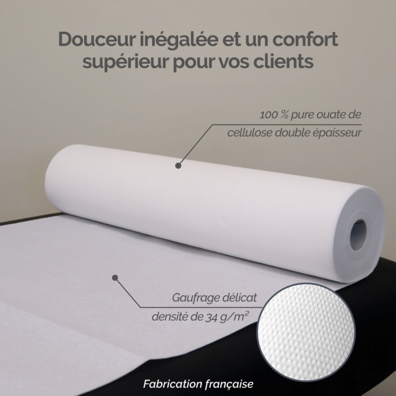 Drap d'examen gaufré - 70cm x 42m - 34g/m2