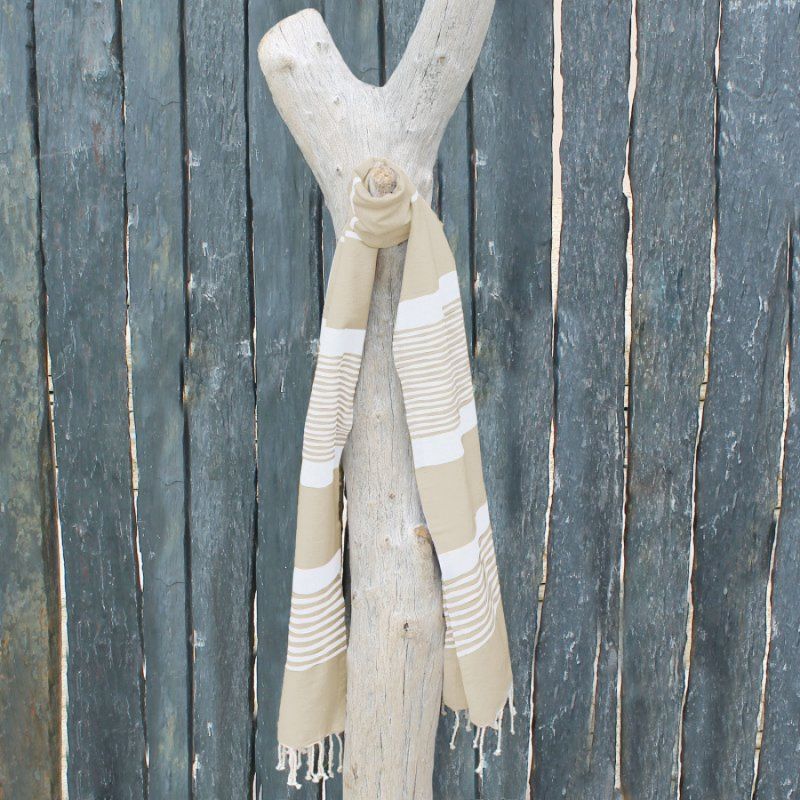Fouta rayures fines - Beige et blanc cassé