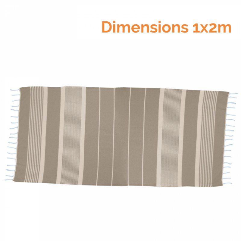 Fouta rayures fines - Beige et blanc cassé