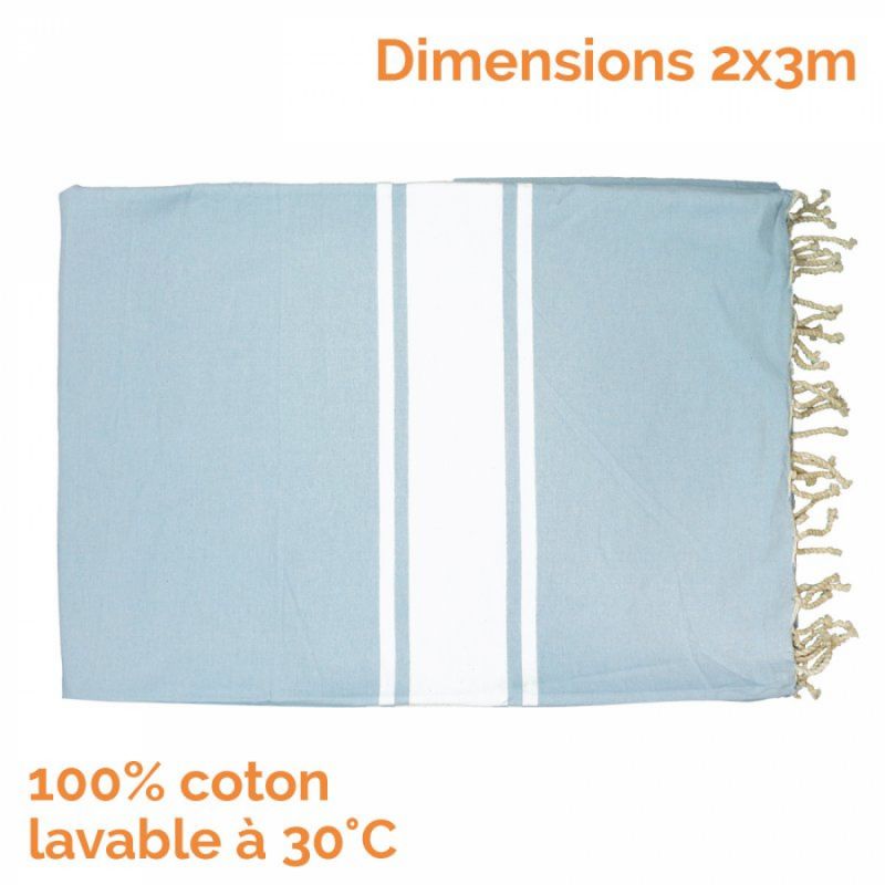 Fouta XXL bande simple - Bleu ciel