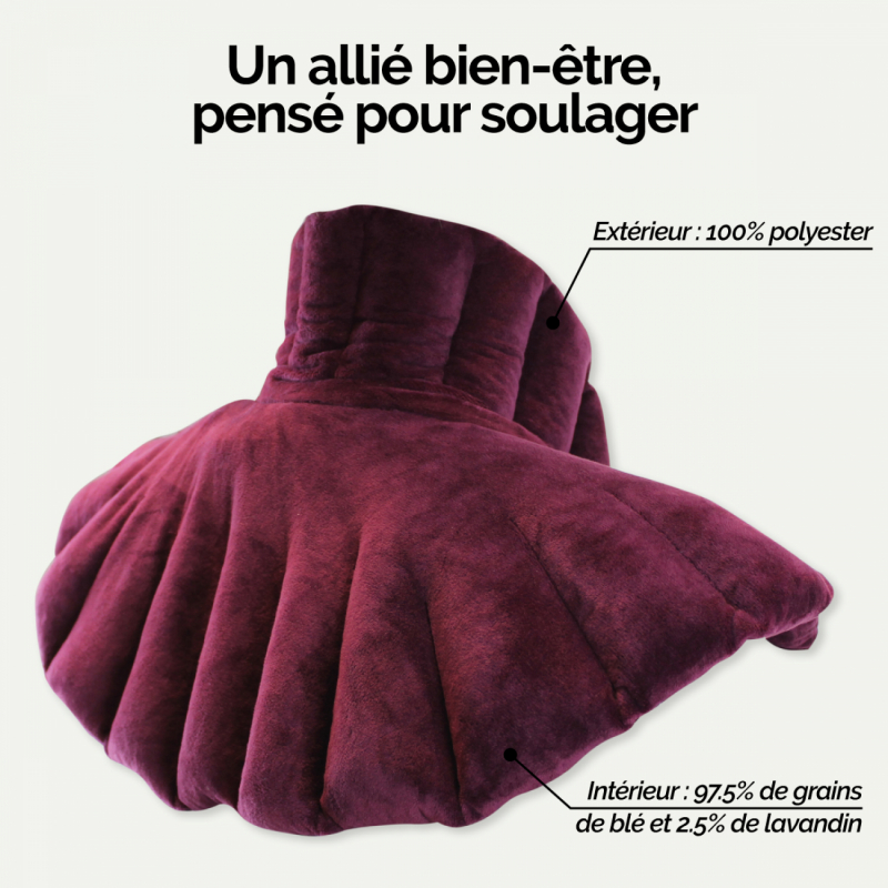 Coussin chauffant pour épaules et cou - Prune