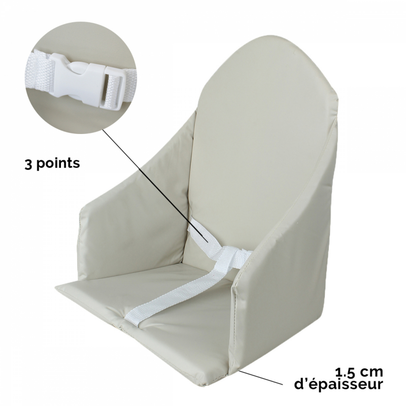 Coussin d'assise universel Miam pour chaise haute - Beige uni